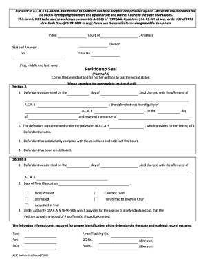 Arkansas Petition to Seal Court Records