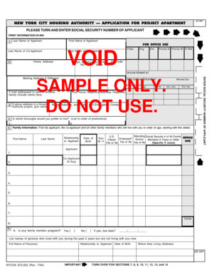 New York City Housing Authority Apartment Application