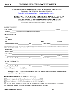 Rental Housing License Application
