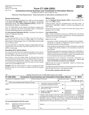 Connecticut Annual Summary and Transmittal of Information Returns