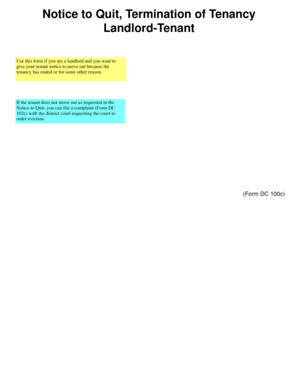 Michigan Notice to Quit Form DC 100c