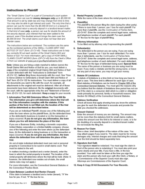 Connecticut Small Claims Court Writ and Notice of Suit