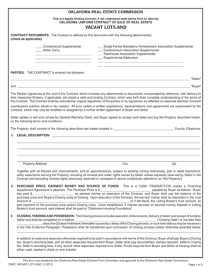 Oklahoma Uniform Contract of Sale of Real Estate