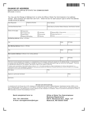 North Dakota Change of Address Form