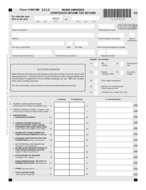 Maine Amended Corporate Income Tax Return