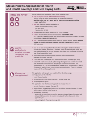 Massachusetts Health and Dental Coverage Application