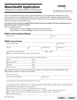 Masshealth prior authorization form - MassHealth Application for PCA Services - mass