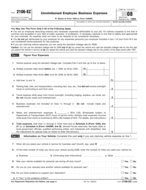 IRS Form 2106-EZ 2008
