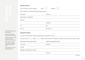 ACCA Training Event Booking Form