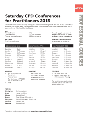 Saturday CPD Conferences for Practitioners 2015