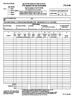 New York IFTA Quarterly Fuel Use Tax Schedule