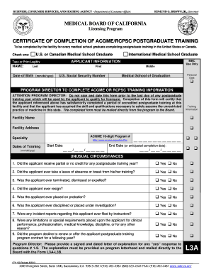Certificate of Completion of ACGME/RCPSC Postgraduate Training