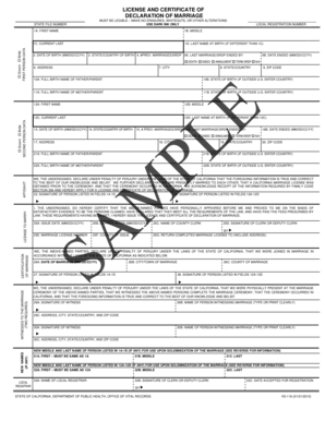 California Marriage License and Declaration Form