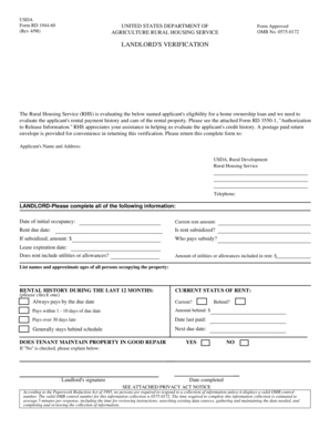 USDA Landlord Verification Form