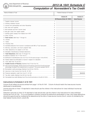 Iowa Nonresident Tax Credit Schedule C