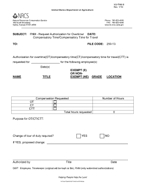 USDA Overtime Compensatory Time Request Form