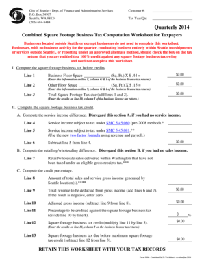Seattle Business Tax Computation Worksheet