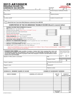 Arkansas Composite Tax Return Form AR1000CR