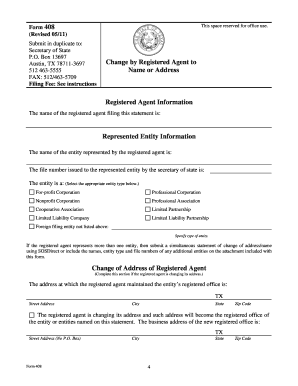 Texas Registered Agent Name or Address Change Form