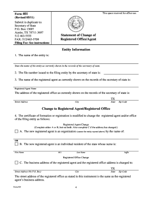 Texas Change of Registered Agent Form