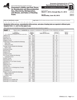 New York State Quarterly Schedule B for Utility and Fuel Taxes