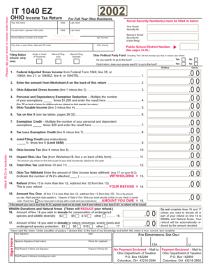 Ohio IT 1040EZ 2002 Tax Return