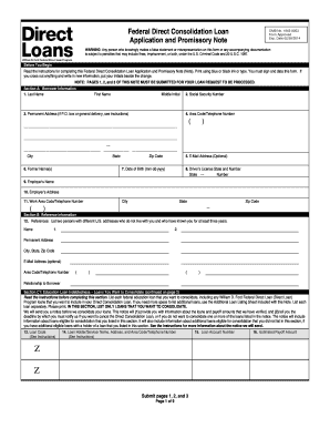 Federal Direct Consolidation Loan Application and Promissory Note