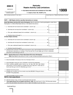 Formulaire 8582-K des pertes d'activité passive du Kentucky