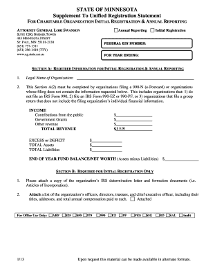 Minnesota Charitable Organization Registration Form