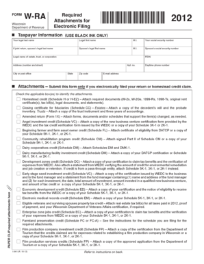 Wisconsin Form W-RA Tax Attachments