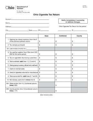 Ohio Cigarette Tax Return
