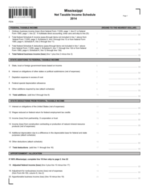Mississippi Net Taxable Income Schedule