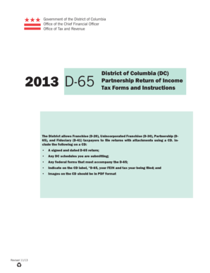 District of Columbia D-65 Partnership Return of Income