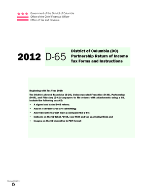 District of Columbia D-65 Partnership Return of Income