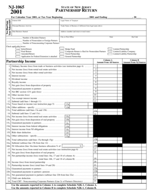 New Jersey Partnership Return Form NJ-1065