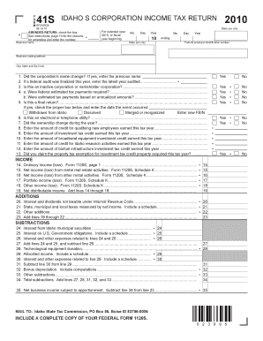 Idaho Corporation Income Tax Return