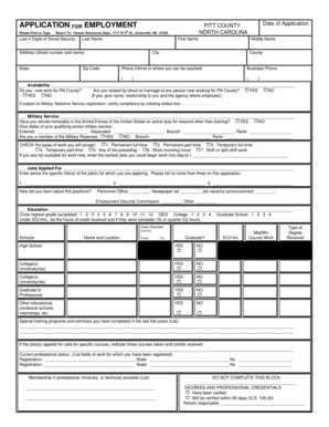 Pitt County Employment Application