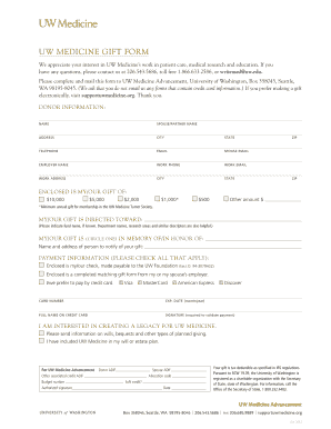 UW Medicine Gift Form