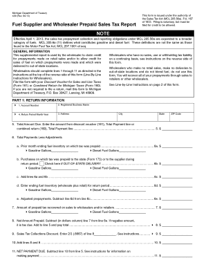 Michigan Fuel Supplier Prepaid Sales Tax Report