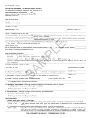 California Welfare Exemption Claim Form