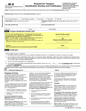 Massachusetts Substitute W-9 Form