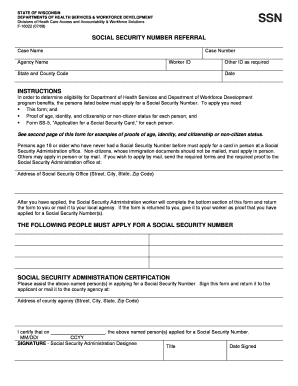 Wisconsin Social Security Number Referral Form