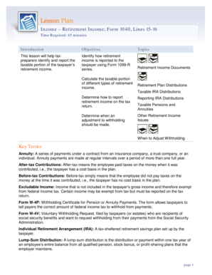 US Federal Retirement Income Form 1040