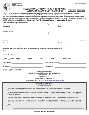 California FBI Name Check Request Form