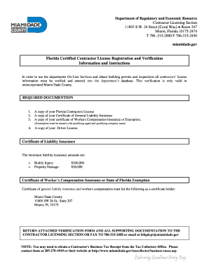 Florida Certified Contractor License Registration Form