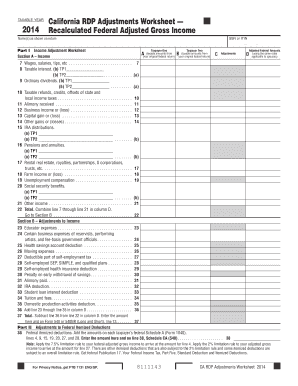 California RDP Adjustments Worksheet 2014