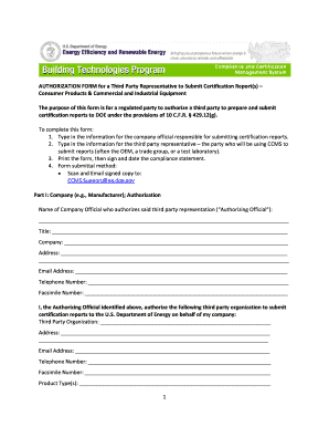 Authorization Form for Third Party Representative