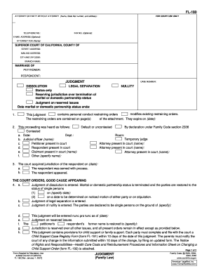 California Divorce Judgment Form