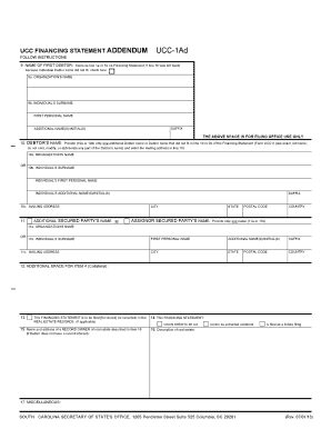 UCC Financing Statement Addendum UCC-1Ad