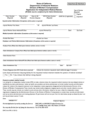 California Workers' Compensation Independent Medical Review Application